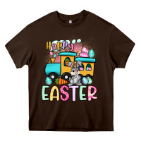 Chocolate Brown happy easter train Heavy Core Tee - Artiststas