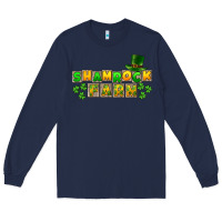 Navy St. Patrick's Shamrock farm Long Sleeve Tee - CowGirlArtShop