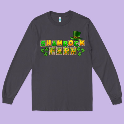 St. Patrick's Shamrock Farm Long Sleeve Tee Designed By Cowgirlartshop