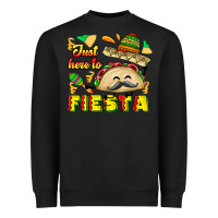 Black Just Here To Fiesta Heavyweight Sweatshirt - CowhideDigitalArt