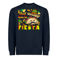Navy Just Here To Fiesta Heavyweight Sweatshirt - CowhideDigitalArt