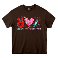 Chocolate Brown peace love phlebotomy Heavy Core Tee - Artiststas