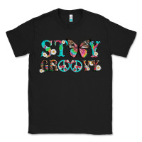 Black stay groovy with butterfly peace sign and flowers Classic Tee - Artiststas