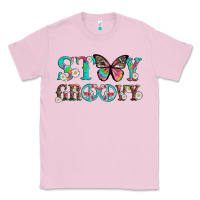 Bubblegum Pink stay groovy with butterfly peace sign and flowers Classic Tee - Artiststas