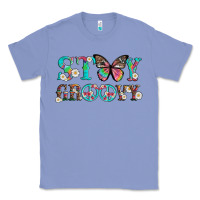 Colony Blue stay groovy with butterfly peace sign and flowers Classic Tee - Artiststas