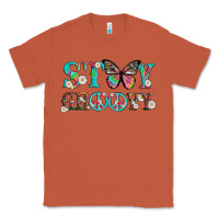 Copper stay groovy with butterfly peace sign and flowers Classic Tee - Artiststas