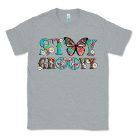Heather Grey stay groovy with butterfly peace sign and flowers Classic Tee - Artiststas