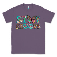 Lavender stay groovy with butterfly peace sign and flowers Classic Tee - Artiststas