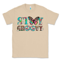 Mushroom stay groovy with butterfly peace sign and flowers Classic Tee - Artiststas