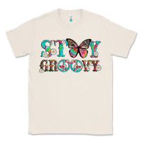 Natural stay groovy with butterfly peace sign and flowers Classic Tee - Artiststas