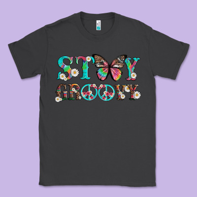 Stay Groovy With Butterfly Peace Sign And Flowers Classic Tee Designed By Artiststas