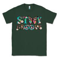 Sports Green stay groovy with butterfly peace sign and flowers Classic Tee - Artiststas