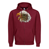 Burgundy Bald Head Eagle Zipper Hoodie - LillyAllenDesigns