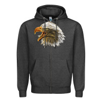 Charcoal Heather Bald Head Eagle Zipper Hoodie - LillyAllenDesigns