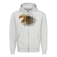 Dove Grey Bald Head Eagle Zipper Hoodie - LillyAllenDesigns