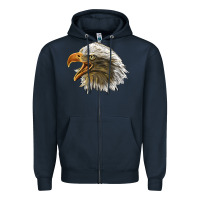 Navy Bald Head Eagle Zipper Hoodie - LillyAllenDesigns