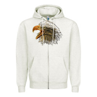 Oatmeal Heather Bald Head Eagle Zipper Hoodie - LillyAllenDesigns