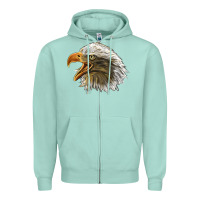 Seafoam Bald Head Eagle Zipper Hoodie - LillyAllenDesigns