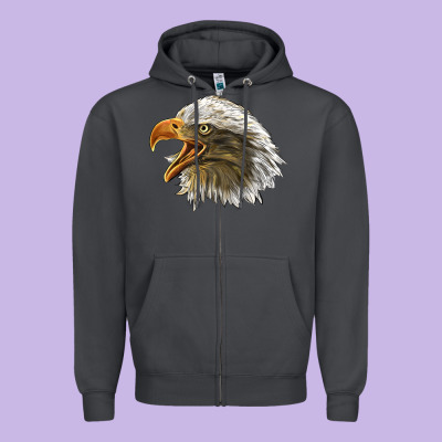 Bald Head Eagle Zipper Hoodie Designed By Lillyallendesigns