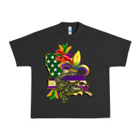 Pigment Black louisiana map american flag mardi gras Urban Heavy Tee - CowGirlArtShop
