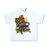 White louisiana map american flag mardi gras Urban Heavy Tee - CowGirlArtShop