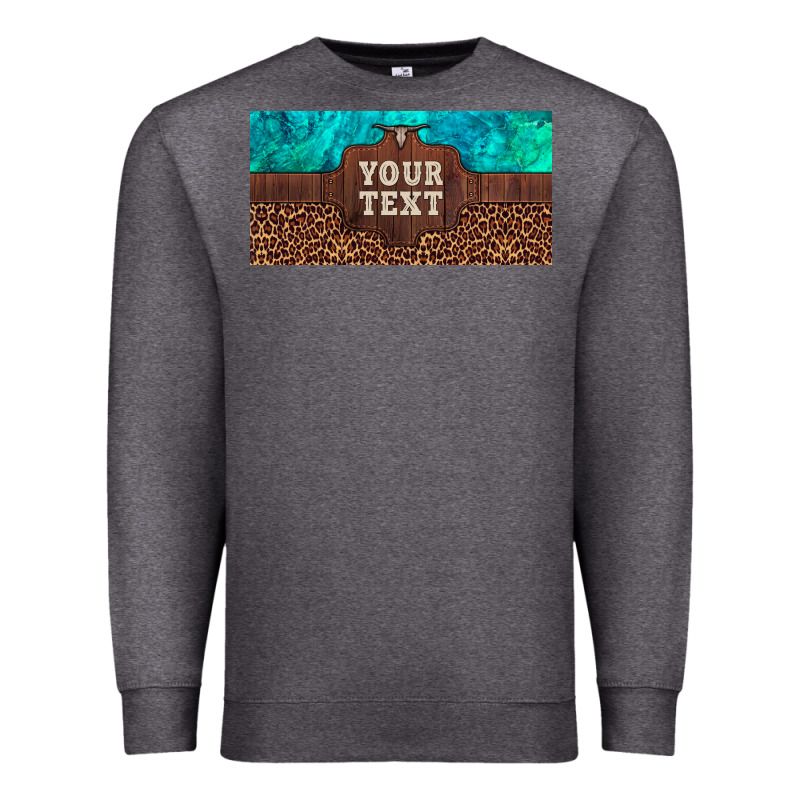 Preview Custom Name Turquoise Stone Leopard Bull Skull License Plate Premium Sweatshirt by Artiststas | Teevron