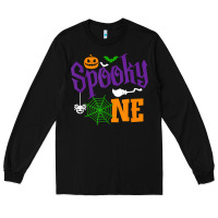 Black spooky one boy halloween 1st birthday matching family t shirt Long Sleeve Tee - trangStudio