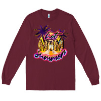 Burgundy Hot mom summer mother' say Long Sleeve Tee - HowdyJamesFarm