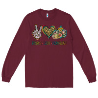 Burgundy Peace Love Pumkins Long Sleeve Tee - Jasminsmagicworld