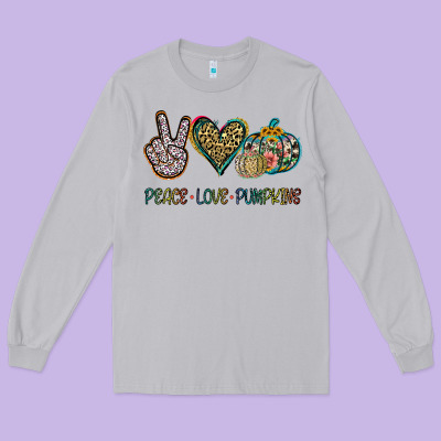 Peace Love Pumkins Long Sleeve Tee Designed By Jasminsmagicworld