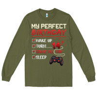 Army Green 14 Year Old Gamer Gift Boy Teen 14th Perfect Birthday Gaming Long Sleeve Tee - trangStudio