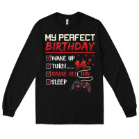 Black 14 Year Old Gamer Gift Boy Teen 14th Perfect Birthday Gaming Long Sleeve Tee - trangStudio