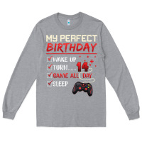 Heather Grey 14 Year Old Gamer Gift Boy Teen 14th Perfect Birthday Gaming Long Sleeve Tee - trangStudio