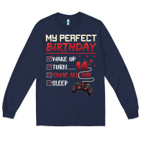 Navy 14 Year Old Gamer Gift Boy Teen 14th Perfect Birthday Gaming Long Sleeve Tee - trangStudio