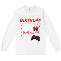 White 14 Year Old Gamer Gift Boy Teen 14th Perfect Birthday Gaming Long Sleeve Tee - trangStudio