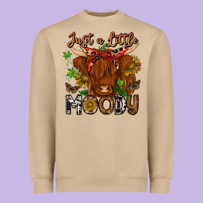 Just A Little Moody Heavyweight Sweatshirt Designed By Cowhidedigitalart