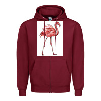 Burgundy Pink Flamingo Zipper Hoodie - LillyAllenDesigns
