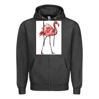 Charcoal Heather Pink Flamingo Zipper Hoodie - LillyAllenDesigns