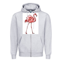 Heather Grey Pink Flamingo Zipper Hoodie - LillyAllenDesigns