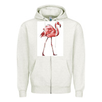 Oatmeal Heather Pink Flamingo Zipper Hoodie - LillyAllenDesigns