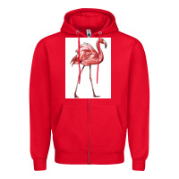 Red Pink Flamingo Zipper Hoodie - LillyAllenDesigns