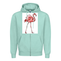 Seafoam Pink Flamingo Zipper Hoodie - LillyAllenDesigns