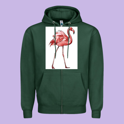Pink Flamingo Zipper Hoodie Designed By Lillyallendesigns