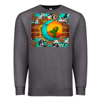 Charcoal Heather sunflower desert cactus turquoise crescent Premium Sweatshirt - Artiststas