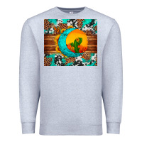 Heather Grey sunflower desert cactus turquoise crescent Premium Sweatshirt - Artiststas