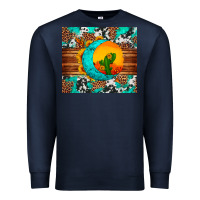 Navy sunflower desert cactus turquoise crescent Premium Sweatshirt - Artiststas