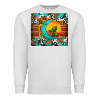 Oatmeal Heather sunflower desert cactus turquoise crescent Premium Sweatshirt - Artiststas