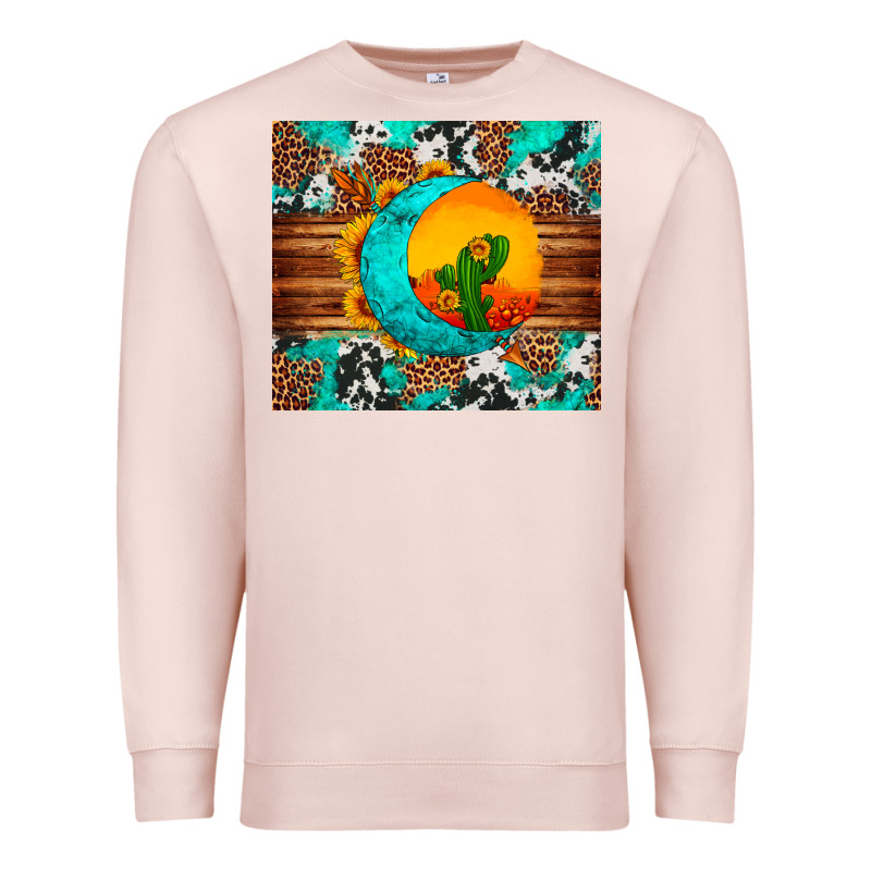 Sunflower Desert Cactus Turquoise Crescent Premium Sweatshirt by Artiststas | Teevron