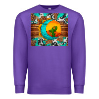 Purple sunflower desert cactus turquoise crescent Premium Sweatshirt - Artiststas