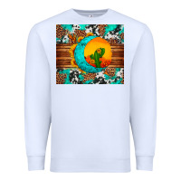 White sunflower desert cactus turquoise crescent Premium Sweatshirt - Artiststas